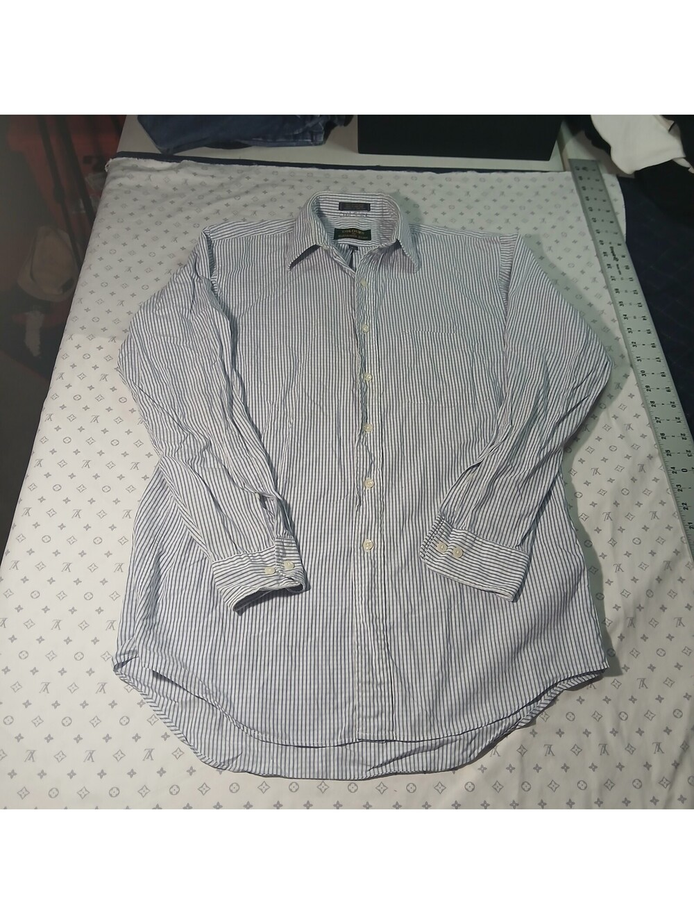 Vintage Alexander Julian Colours Blue White Stripe Button Down Shirt Size 14 32